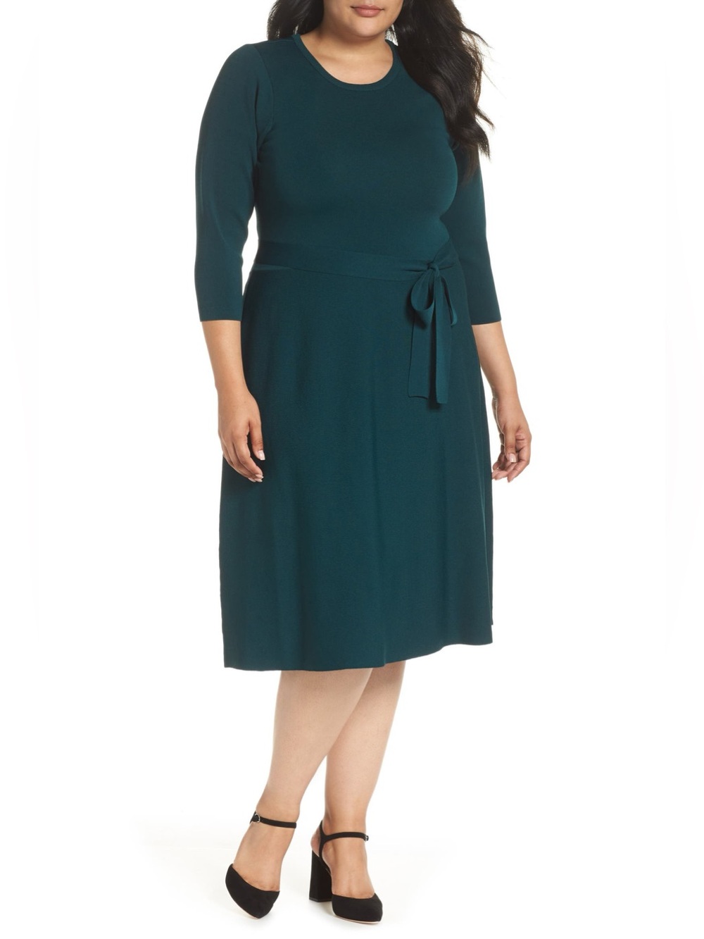 Eliza J Sweater Dress Sz 2XL Classic Tie-Waist Midi A-line Fit&Flare Holidays